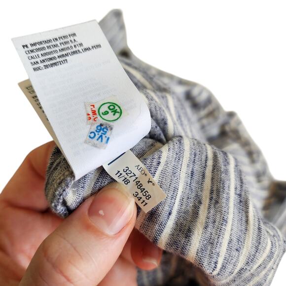 American Eagle Womens Striped Wide Leg Jumpsuit Size 2 Tie Waist Cotton Nautical - Picture 13 of 13